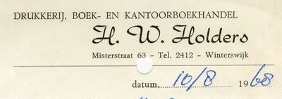 0043-0254 Drukkerij, Boek- en Kantoorboekhandel H.W. Holders