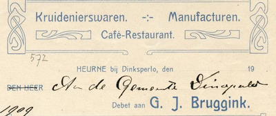 0043-0572 G.J. Bruggink, Kruidenierswaren, Manufacturen, Café-Restaurant