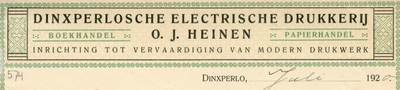 0043-0574 Dinxperlosche Electrische Drukkerij O.J. Heinen Boekhandel Papierhandel