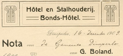 0043-0582 Hotel en Stalhouderij Bonds-Hotel G. Boland