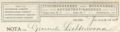 0043-0618 Firma Gebr. De Boer Stoomdrukkerij - Boekhandel - Advertentiebureau. Aaltense Counrant, Dinxperlose Courant, ...