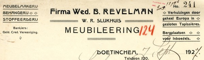 0043-0780 Firma Wed. B. Revelman - W.R. Slijkhuis - Meubileering