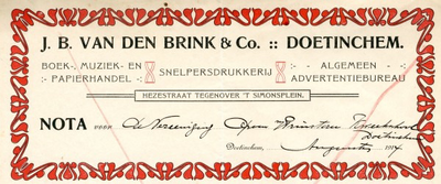0043-0804 J.B. van den Brink & Co. Boek-, muziek- en papierhandel Snelpersdrukkerij