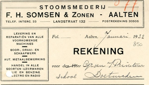 0043-0850 F.H. Somsen % Zonen Stoomsmederij