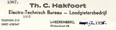 0043-1100 Th. C. Hakfoort Electro-Technisch Bureau - Loodgietersbedrijf