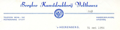 0043-1108 Berghse Kunstdrukkerij Velthausz Handelsdrukkerij Uitgeverij