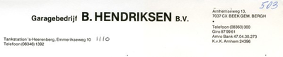 0043-1110 Garagebedrijf B. Hendriksen b.v.
