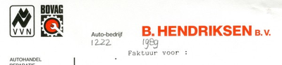 0043-1222 B. Hendriksen B.V. Autobedrijf
