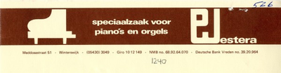 0043-1240 P. Westera, speciaalzaak voor piano's en orgels