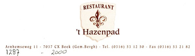 0043-1287 Restaurant 't Hazenpad