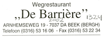 0043-1324 Wegrestaurant 'De Barriere 