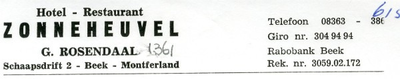 0043-1361 Hotel - Restaurant Zonneheuvel G. Rosendaal