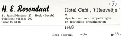 0043-1368 H.E. Rosendaal Hotel Café 't Heuveltje 