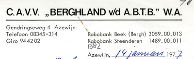 0043-1382 C.A.V.V. Berghland v/d A.B.T.B. W.A.