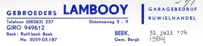 0043-1384 Gebroeders Lambooy Garagebedrijf Rijwielhandel