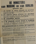 1096 Openbare kennisgeving uitgaande van de Ministers van Marine en Oorlog houdende de oproep alle beroeps- en reserve ...