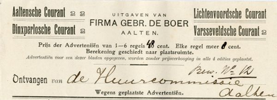 0684-0030 Firma Gebr. de Boer. Aaltense Courant, Dixperlose Coutant, Lichtenvoordse Courant, Varsseveldse Courant