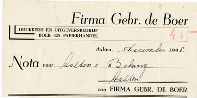 0684-0041 Firma Gebr. de Boer Drukkerij en Uitgeversbedrijf Boek en Papierhandel