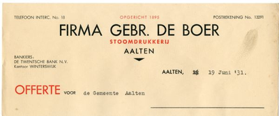 0684-0045 Firma Gebr. de Boer Stoomdrukkerij