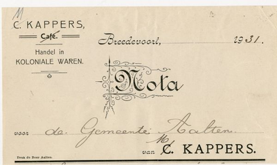 0684-0335 C. Kappers [ Café.] Handel in Koloniale Waren