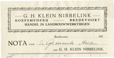 0684-0345 G. H. Klein Nibbelink Hoefsmederij Handel in Landbouwwerktuigen
