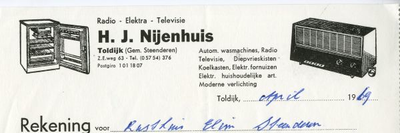 0684-0715 H.J. Nijenhuis radio Elektra Televisie Autom. wasmachines, Radio Televisie, Diepvrieskisten, Koelkasten, ...