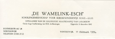 0684-0971 De Wamelink-Esch Scholengemeenschap voor beroepsonderwijk H.N.O - L.L.O. Uitgaande van de Geldersche ...