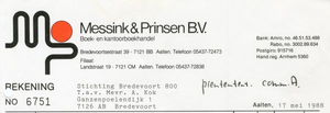 0684-1157 Messink & Prinsen B.V. Boek- en kantoorboekhandel