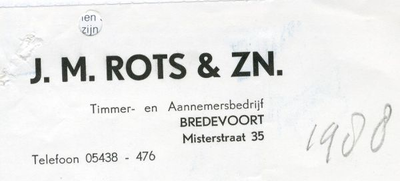 0684-1165 J.M. Rots & Zn. Timmer- en Aannemersbedrijf