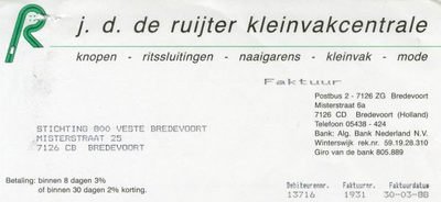 0684-1211 J.D. de Ruijter Kleinvakcentrale knopen - ritssluitingen - naaigarens kleinvak mode