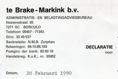 0684-1281 te Brake-Markink b.v. Administratie- en belastingadviesbureau