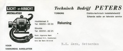 0684-1372 Technisch Bedrijf Peters Elektro-technisch installatiebedrijf Erkende radio- en televisie service