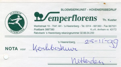 0684-1393 Semperflorens Bloemsierkunst - Hoveniersbedrijf Th. Kuster