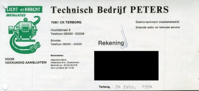 0684-1448 Technisch bedrijf Peters Elektro-technisch installatiebedrijf Erkende radio- en televisie service