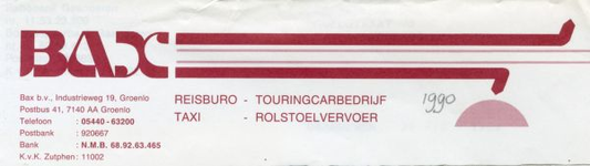 0684-1576 Bax reisburo, touringcarbedrijf, taxi, rolstoelvervoer