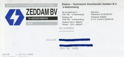 0684-2379 Zeddam B.V. Elektro - Technische Groothandel