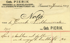 00449 Geb. Pierik. Smederij en rijwielhandel, in landbouwwerktuigen