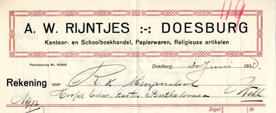 02525 A.W. Rijntjes - kantoor- en schoolboekhandel, papierwaren, religieuse artikelen