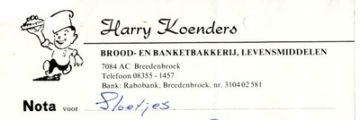 0849-03421 Harry Koenders, brood- en banketbakkerij, levensmiddelen
