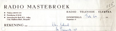 0849-03427 Radio Mastebroek, radio, televisie, elektra