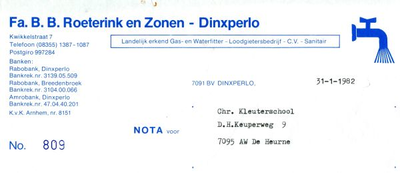 0849-03438 Fa. B.B. Roeterink en Zonen, landelijk erkend gas- en waterfitter, loodgietersbedrijf, c.v., sanitair