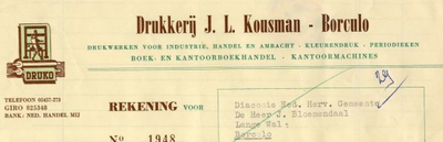 0849-3703 Drukkerij J.L. Kousman, drukwerken voor industrie, handel en ambacht - kleurendruk - periodieken - boek- en ...