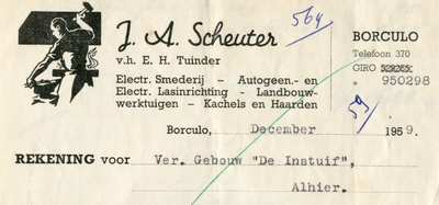 0849-3708 J.A. Scheuter, v.h. E.H. Tuinder, electr. smederij - autogeen- en electr. lasinrichting - landbouwwerktuigen ...