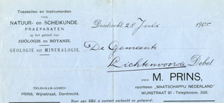0849-3737 M. Prins, toestellen en instrumenten voor natuur- en scheikunde. Praeparaten op het gebied van zoölogie en ...