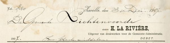 0849-3772 H. la Rivière. Uitgever van drukwerken voor de gemeente-administratie
