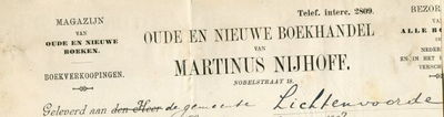 0849-3778 Oude en nieuwe boekhandel van Martinus Nijhoff, magazijn van oude en nieuwe boeken - boekverkoopingen