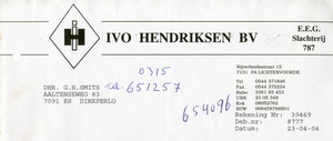 0849-3884 Ivo Hendriksen B.V., E.E.G. slachterij