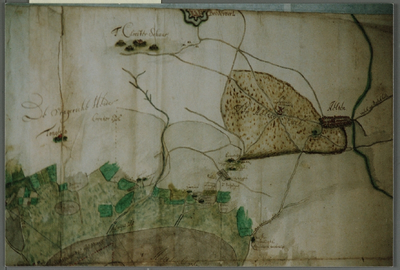 5072 Kaart door Jan van Lindt, collectie Gelders Archief. detail Aelten, Bredevoort, klooster Schaer, Tongerlo