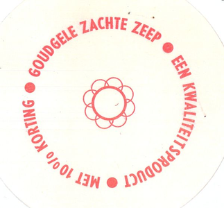158-6 Beker-rondel: Goudgele Zachte Zeep. Een kwaliteitsproduct. Met 10 % korting