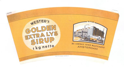 159-11 Brugstans: Wester's Golden Extra Lys Sirup. N.V. Centrale Suiker Maatschappij Amsterdam